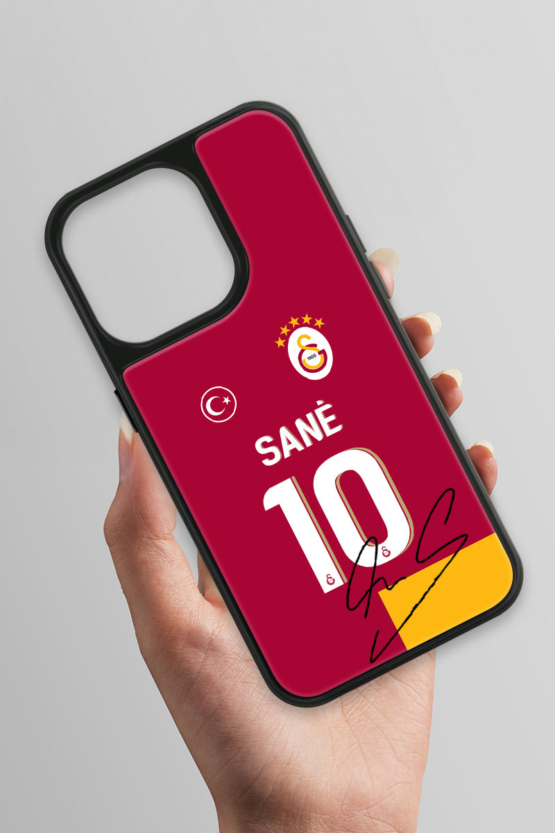 Galatasaray Leroy Sane Parçalı Forma İmzalı Cam Telefon Kılıfı