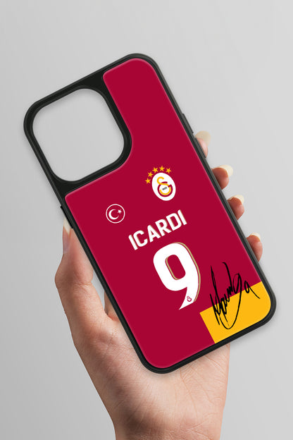 Galatasaray Mauro Icardi Parçalı Forma İmzalı Cam Telefon Kılıfı