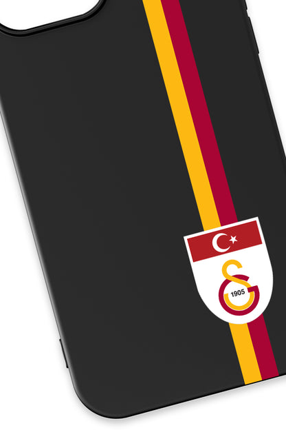 Galatasaray Parçalı Şerit Bayrak Arma Siyah Silikon Telefon Kılıfı