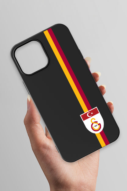 Galatasaray Parçalı Şerit Bayrak Arma Siyah Silikon Telefon Kılıfı