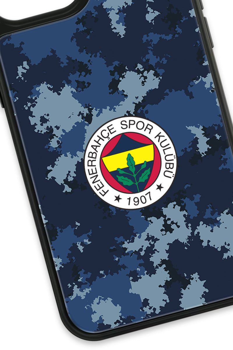 Fenerbahçe Mavi Kamuflaj Cam Telefon Kılıfı