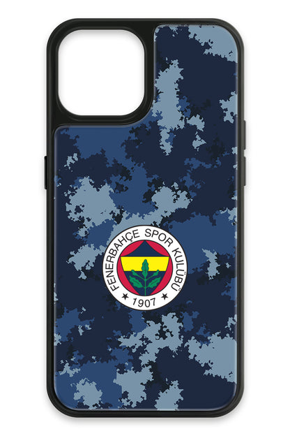 Fenerbahçe Mavi Kamuflaj Cam Telefon Kılıfı