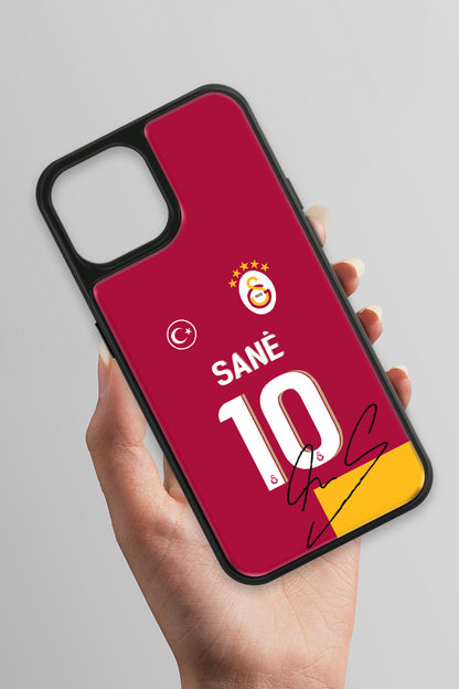 Galatasaray Leroy Sane Parçalı Forma İmzalı Cam Telefon Kılıfı