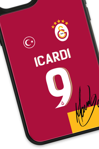 Galatasaray Mauro Icardi Parçalı Forma İmzalı Cam Telefon Kılıfı