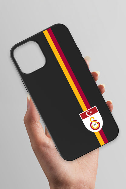 Galatasaray Parçalı Şerit Bayrak Arma Siyah Silikon Telefon Kılıfı