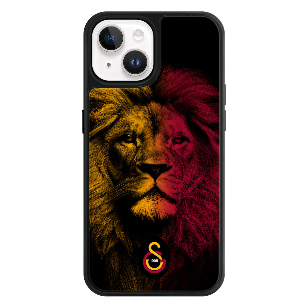 Galatasaray Sarı Kırmızı Parçalı Aslan Cam Telefon Kılıfı