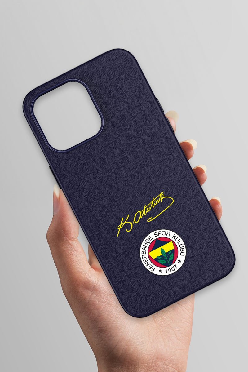 Fenerbahçe Arma Atatürk İmza Deri Magsafe Telefon Kılıfı