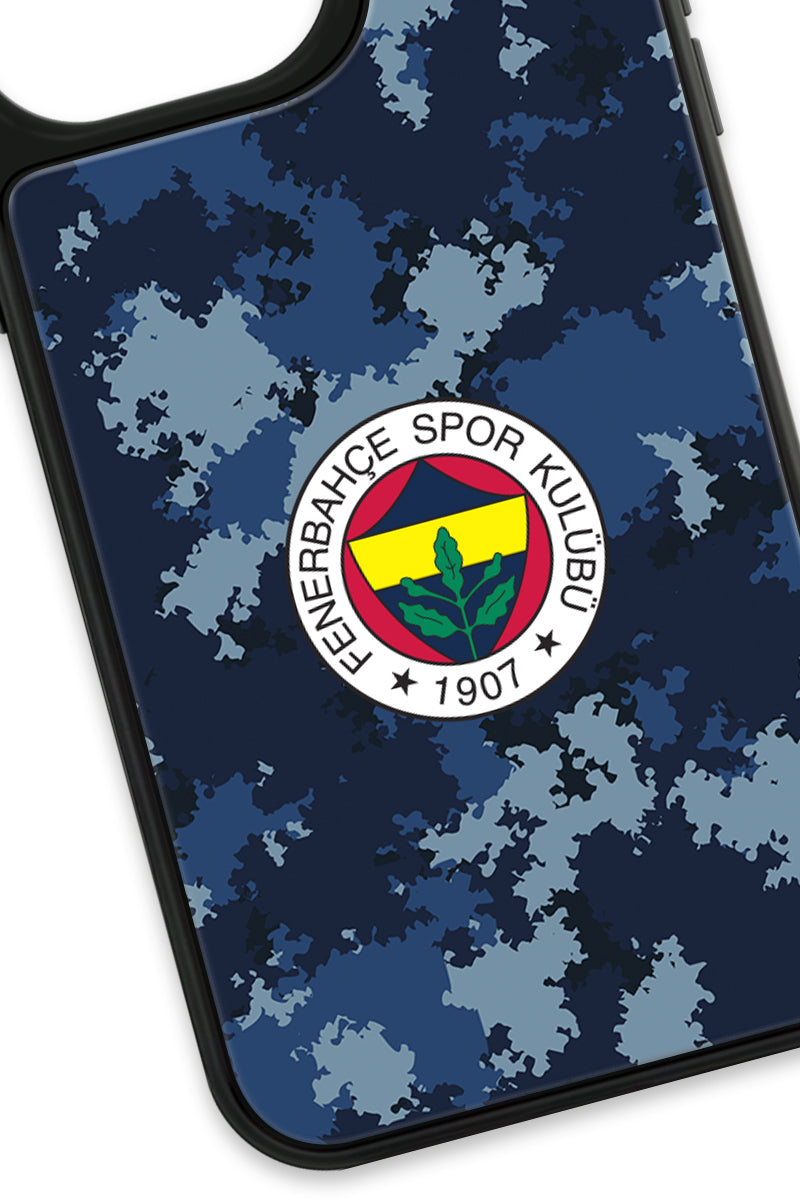 Fenerbahçe Mavi Kamuflaj Cam Telefon Kılıfı