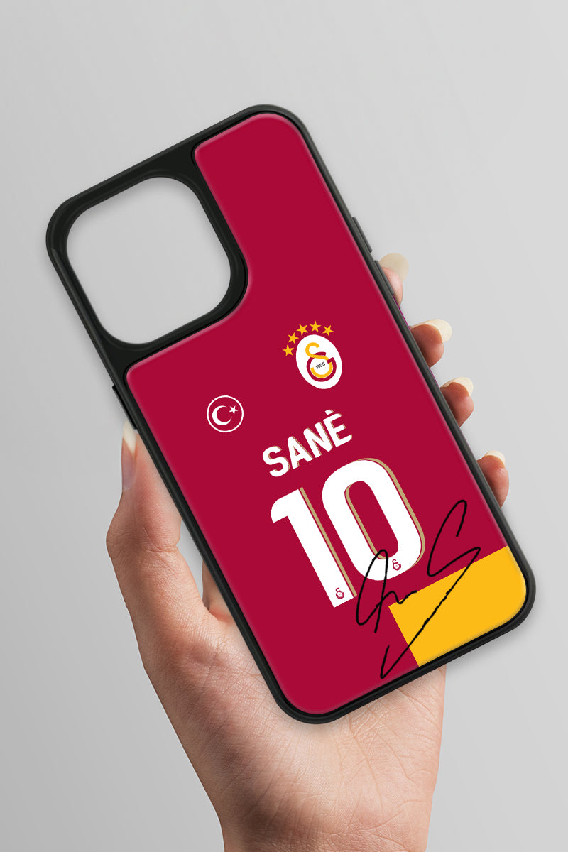 Galatasaray Leroy Sane Parçalı Forma İmzalı Cam Telefon Kılıfı