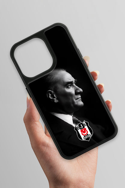 Beşiktaş Büyük Atatürk Cam Telefon Kılıfı