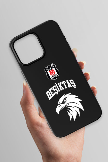 Beşiktaş Kolej Yazı Kartal Siyah Silikon Telefon Kılıfı