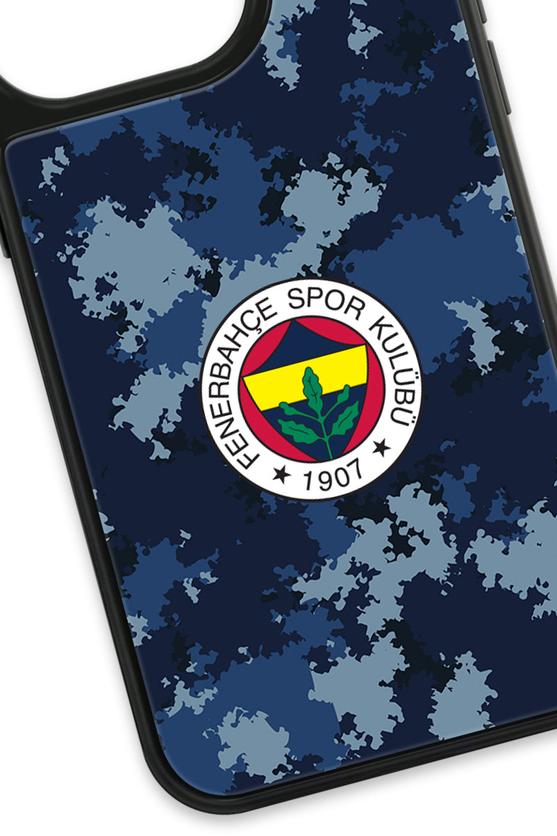 Fenerbahçe Mavi Kamuflaj Cam Telefon Kılıfı