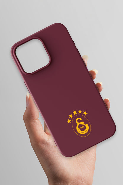 Galatasaray 5 Yıldız Sarı Arma Bordo Silikon Telefon Kılıfı
