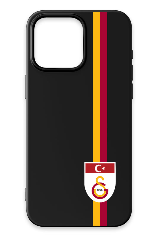 Galatasaray Parçalı Şerit Bayrak Arma Siyah Silikon Telefon Kılıfı