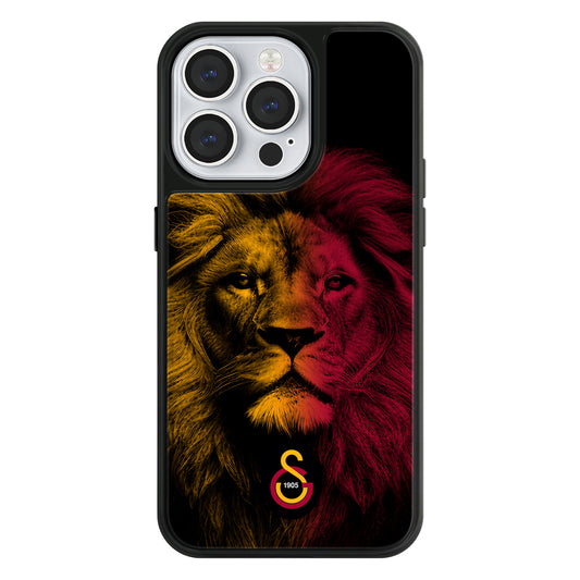 Galatasaray Sarı Kırmızı Parçalı Aslan Cam Telefon Kılıfı