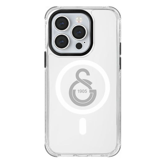 Galatasaray Tek Renk Gri Arma Magsafe Şeffaf Telefon Kılıfı
