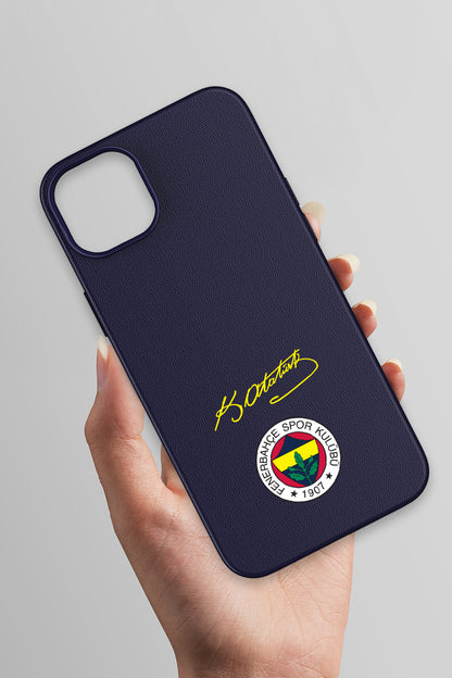Fenerbahçe Arma Atatürk İmza Deri Magsafe Telefon Kılıfı