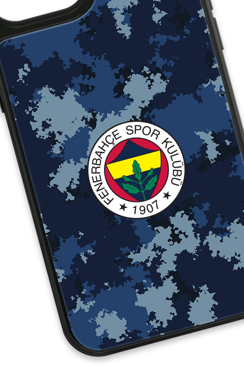 Fenerbahçe Mavi Kamuflaj Cam Telefon Kılıfı