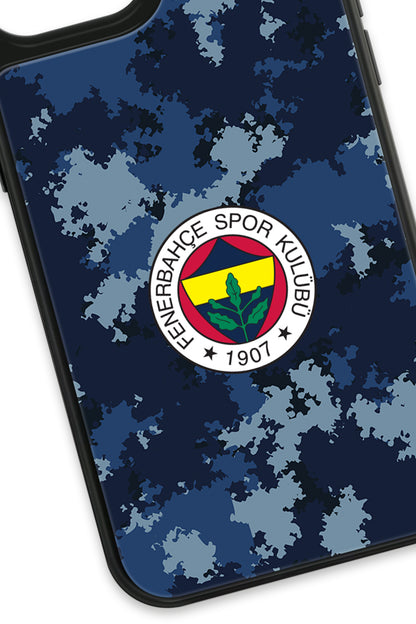 Fenerbahçe Mavi Kamuflaj Cam Telefon Kılıfı