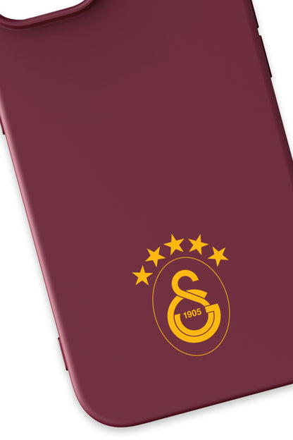 Galatasaray 5 Yıldız Sarı Arma Bordo Silikon Telefon Kılıfı