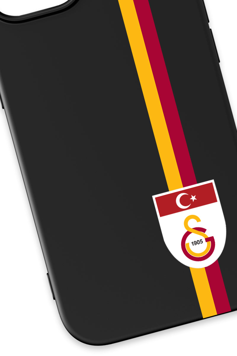 Galatasaray Parçalı Şerit Bayrak Arma Siyah Silikon Telefon Kılıfı