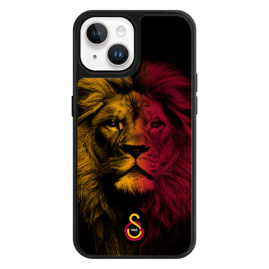 Galatasaray Sarı Kırmızı Parçalı Aslan Cam Telefon Kılıfı
