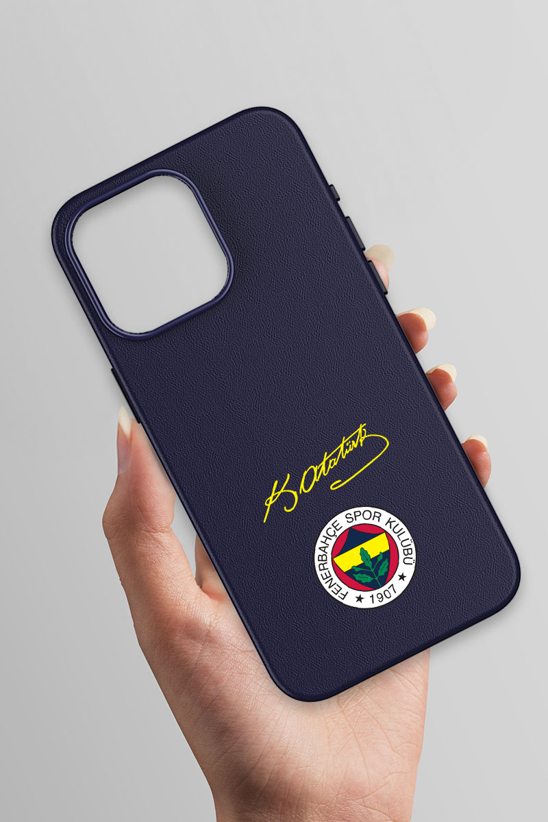 Fenerbahçe Arma Atatürk İmza Deri Magsafe Telefon Kılıfı