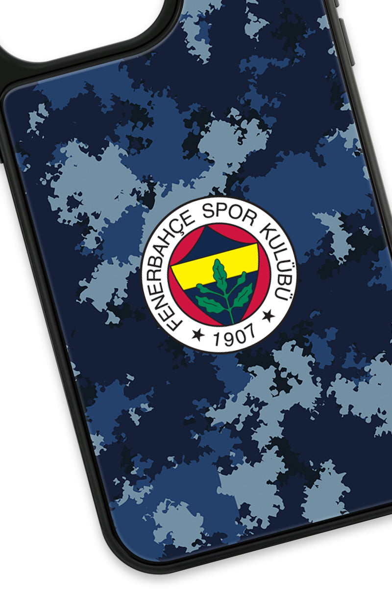 Fenerbahçe Mavi Kamuflaj Cam Telefon Kılıfı