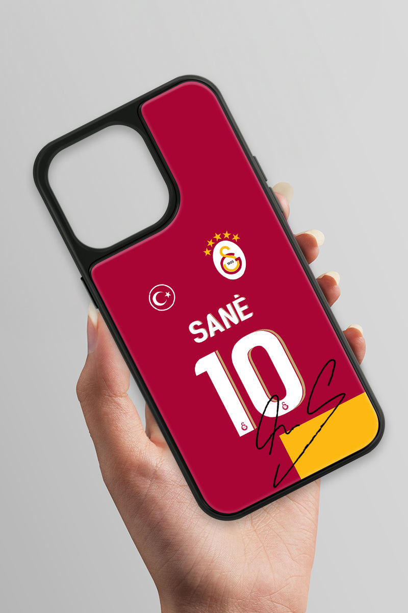 Galatasaray Leroy Sane Parçalı Forma İmzalı Cam Telefon Kılıfı