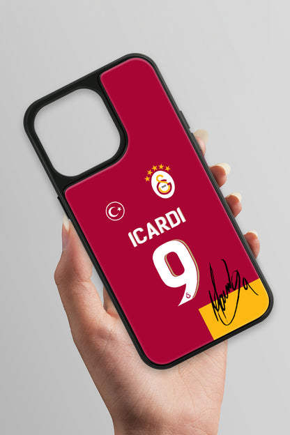 Galatasaray Mauro Icardi Parçalı Forma İmzalı Cam Telefon Kılıfı
