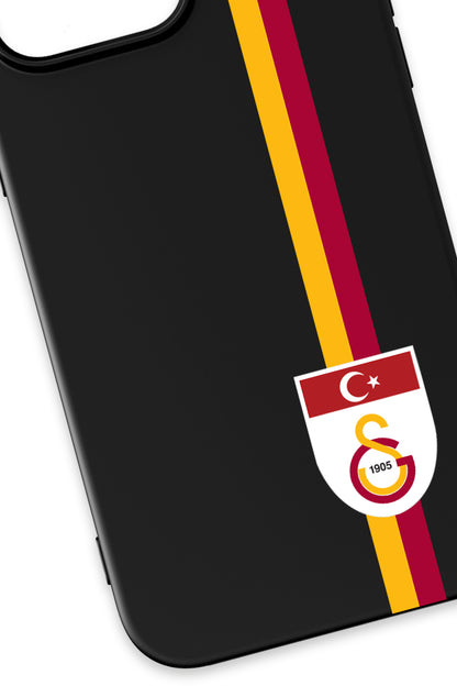 Galatasaray Parçalı Şerit Bayrak Arma Siyah Silikon Telefon Kılıfı