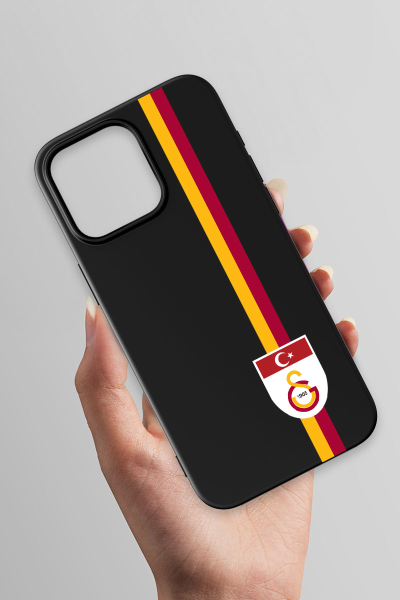 Galatasaray Parçalı Şerit Bayrak Arma Siyah Silikon Telefon Kılıfı