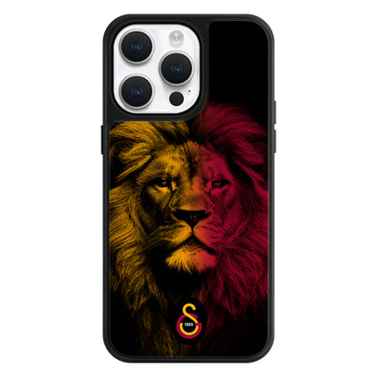 Galatasaray Sarı Kırmızı Parçalı Aslan Cam Telefon Kılıfı