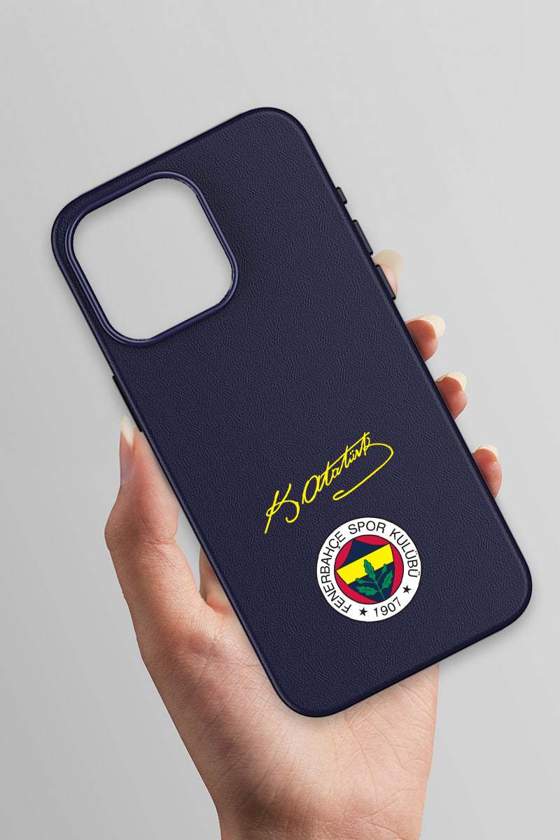 Fenerbahçe Arma Atatürk İmza Deri Magsafe Telefon Kılıfı