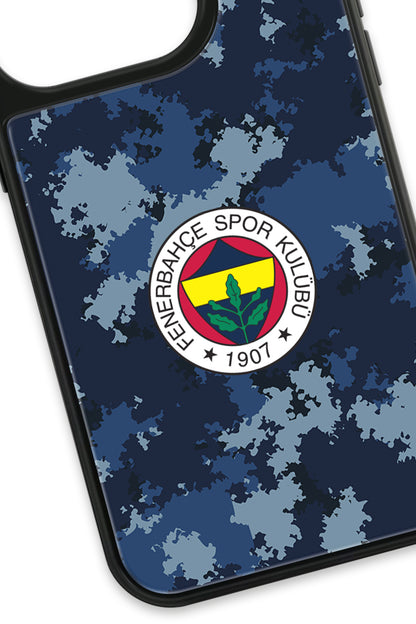 Fenerbahçe Mavi Kamuflaj Cam Telefon Kılıfı