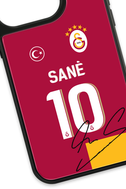 Galatasaray Leroy Sane Parçalı Forma İmzalı Cam Telefon Kılıfı