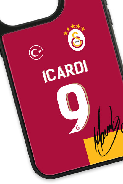 Galatasaray Mauro Icardi Parçalı Forma İmzalı Cam Telefon Kılıfı