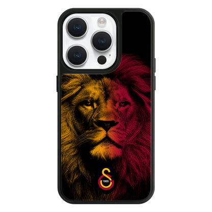 Galatasaray Sarı Kırmızı Parçalı Aslan Cam Telefon Kılıfı
