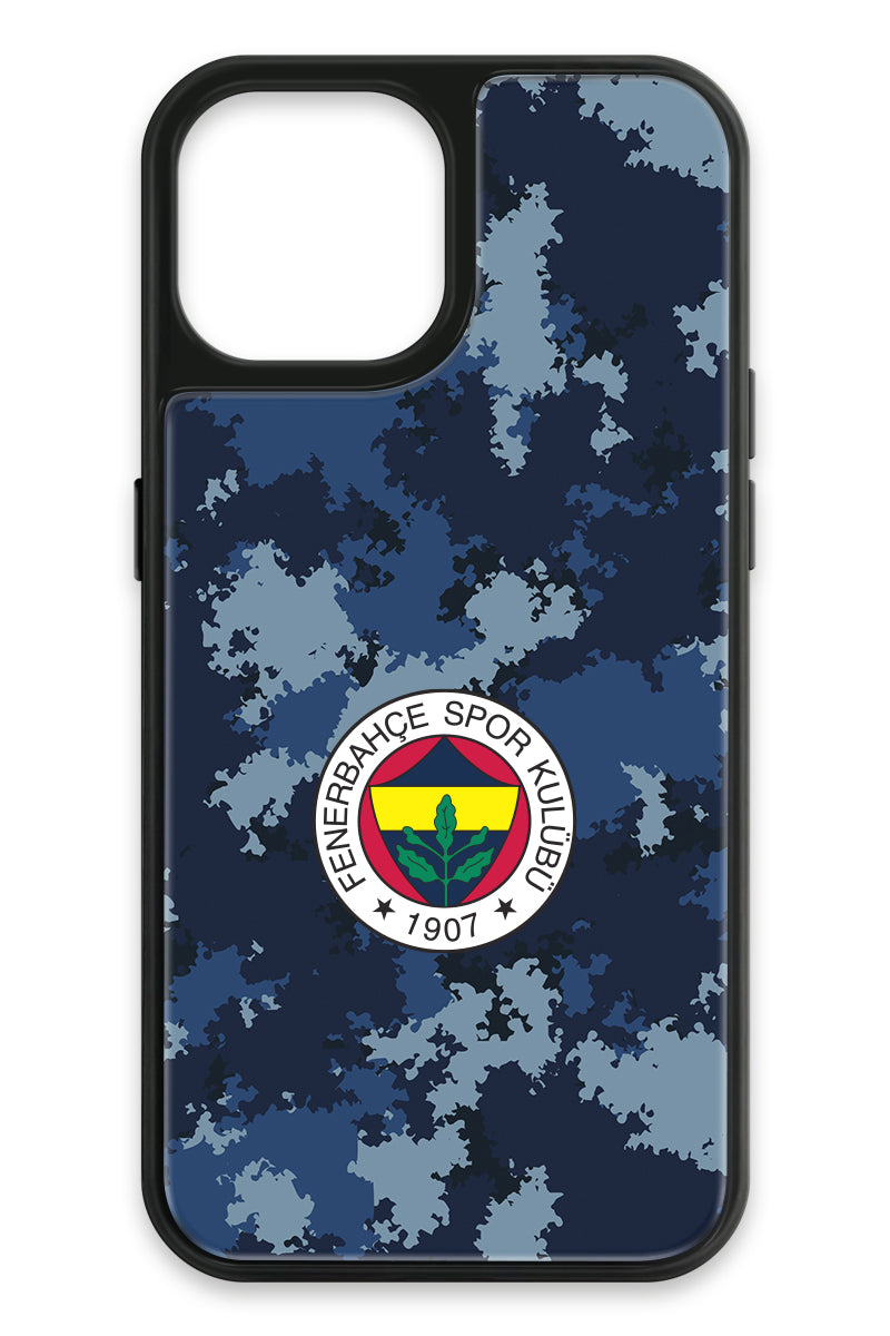 Fenerbahçe Mavi Kamuflaj Cam Telefon Kılıfı