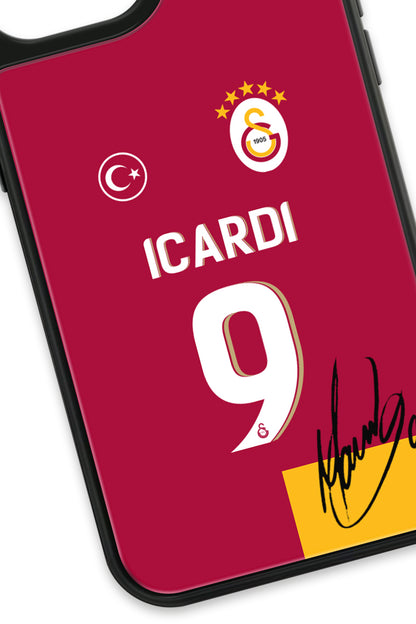 Galatasaray Mauro Icardi Parçalı Forma İmzalı Cam Telefon Kılıfı