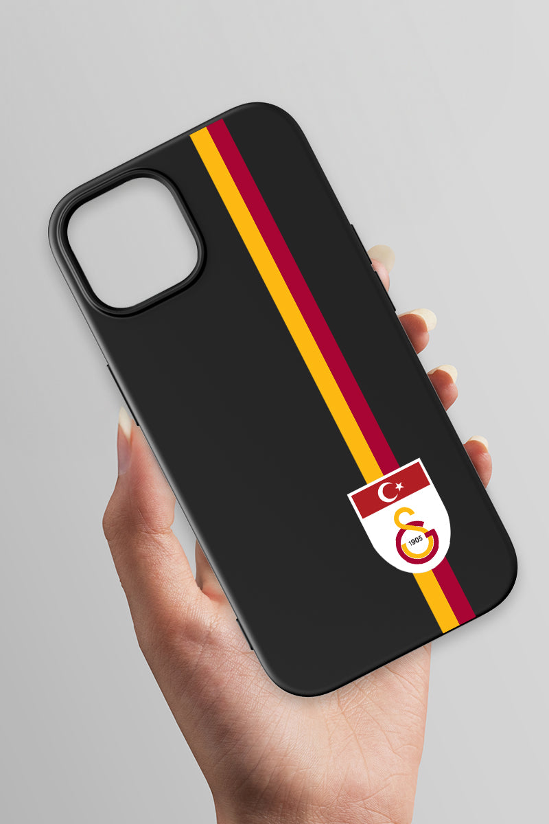 Galatasaray Parçalı Şerit Bayrak Arma Siyah Silikon Telefon Kılıfı