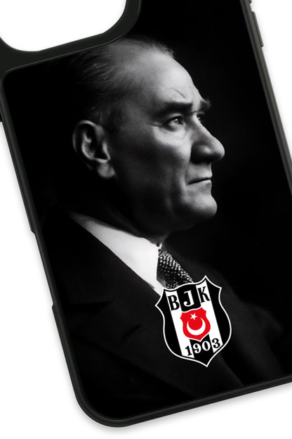 Beşiktaş Büyük Atatürk Cam Telefon Kılıfı