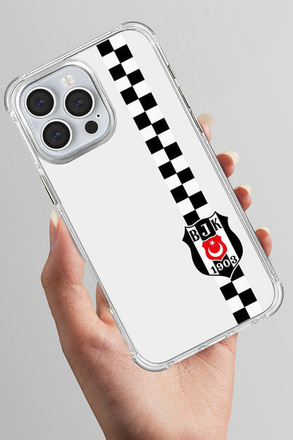 Beşiktaş Dama Şerit Arma Şeffaf Telefon Kılıfı