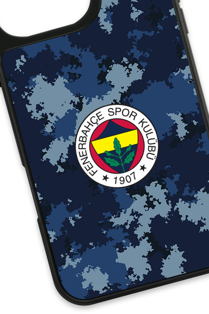 Fenerbahçe Mavi Kamuflaj Cam Telefon Kılıfı