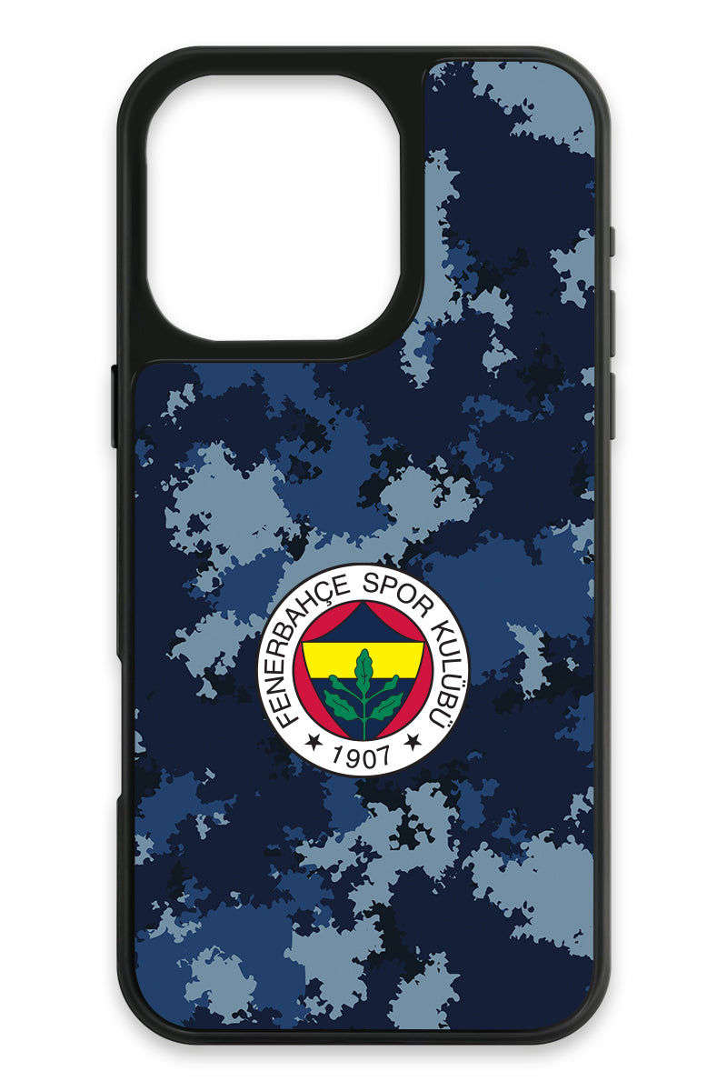 Fenerbahçe Mavi Kamuflaj Cam Telefon Kılıfı