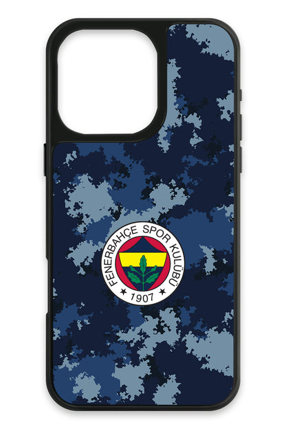 Fenerbahçe Mavi Kamuflaj Cam Telefon Kılıfı