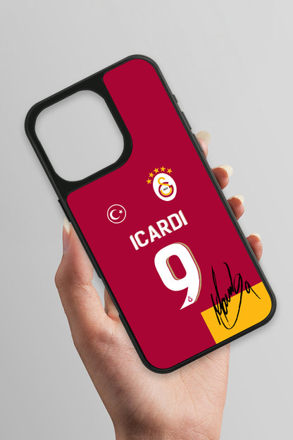 Galatasaray Mauro Icardi Parçalı Forma İmzalı Cam Telefon Kılıfı