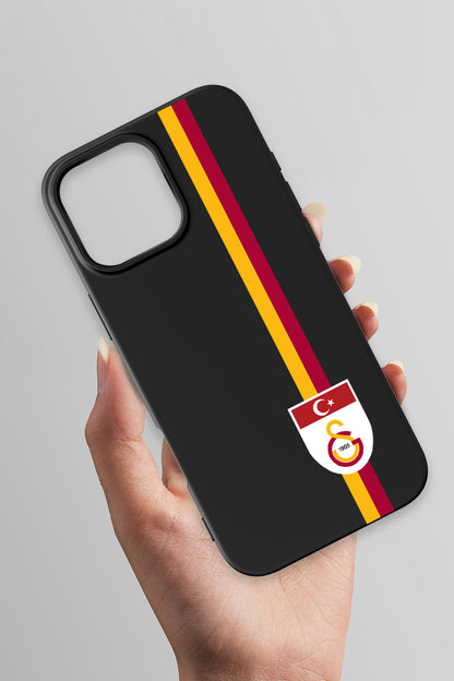 Galatasaray Parçalı Şerit Bayrak Arma Siyah Silikon Telefon Kılıfı