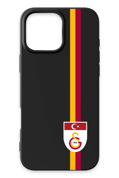 Galatasaray Parçalı Şerit Bayrak Arma Siyah Silikon Telefon Kılıfı