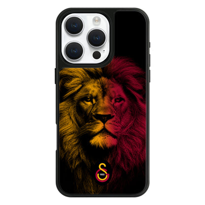 Galatasaray Sarı Kırmızı Parçalı Aslan Cam Telefon Kılıfı